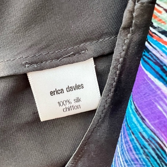 Erica Davies 100% silk top Women multicolored size 6 - Picture 10 of 13